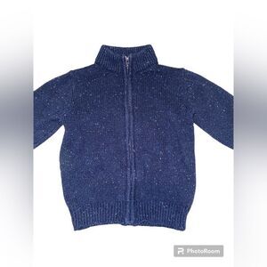Gymboree Boys Sweater Size 2T Blue Marled Zipper Mock Neck